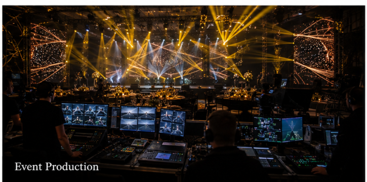 event production stage lighting gold